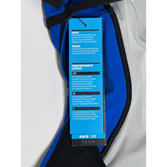 Speedo Power+ Sprint Splice Free Back Tech Race III One-Piece Swimsuit Sz 10 /36 - Picture 10 of 15